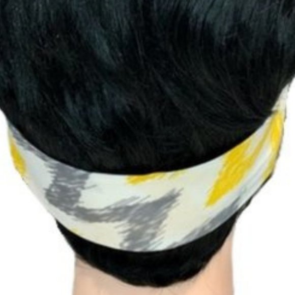 Zig Zag Gray and Yellow Stripe Bandana Tie Headband - Picture 12 of 13